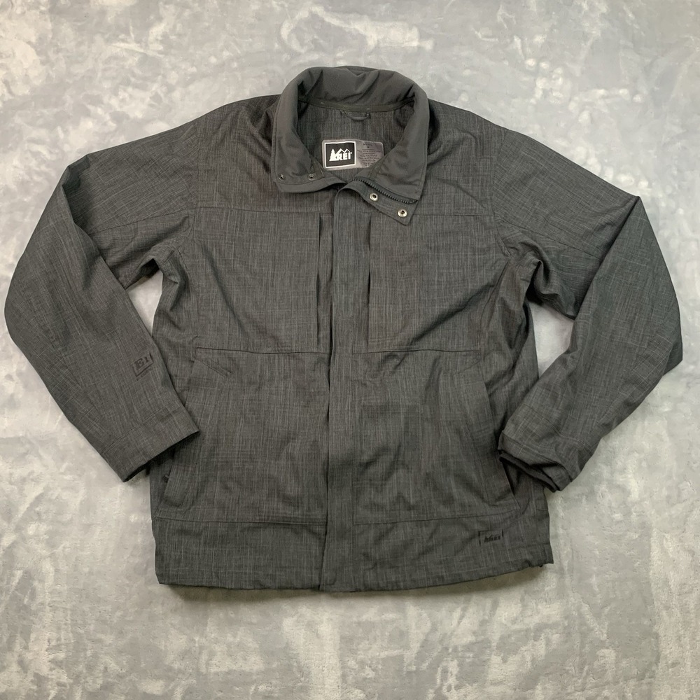 REI‎ E1 Elements Nylon Softshell Charcoal Gray Full Zip Jacket Men's Size M